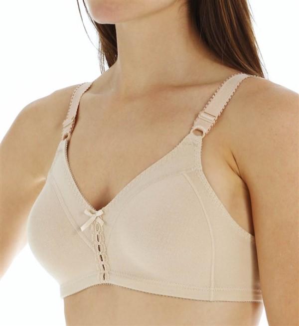 NWOT Bali 34C Cotton Double Support Wirefree Bra 3036 Beige 108074
