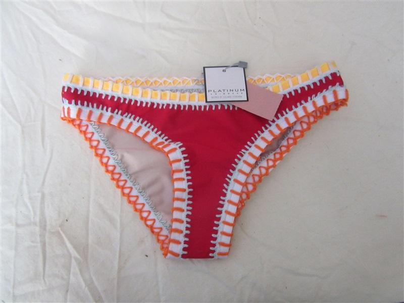 NWOT Pilyq Platinum Rojo S Crochet Trim Scoop Bikini Swim Bottom #108112