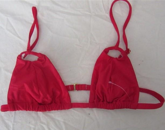 NWOT Pilyq Rojo S Solid Red Halter Triangle Bikini Swim Top #108121