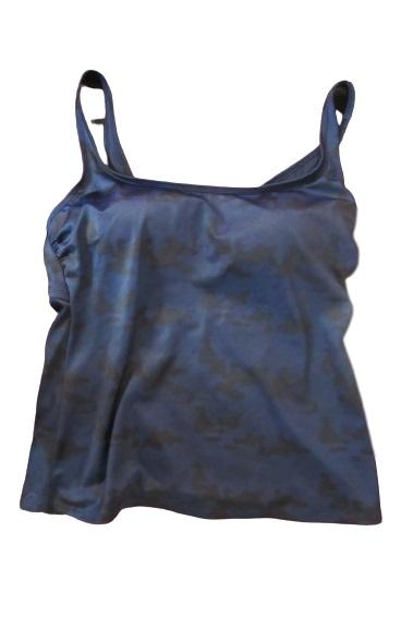NWT Beach House Coastal Camo SZ 8 Blue Scoop Tankini Swim Top #108148