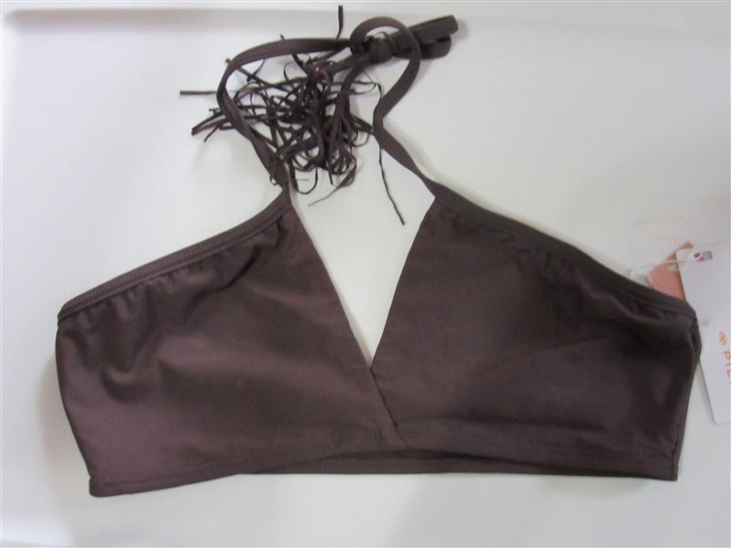 NWT Pilyq Coco L Solid Keyhole Halter Criss-Cross Bikini Swim Top #108182