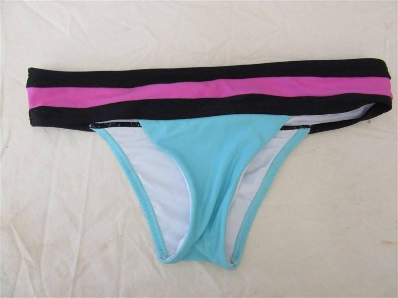 NWOT Pilyq Lagoon S Color Block Banded Cheeky Bikini Swim Bottom #108184