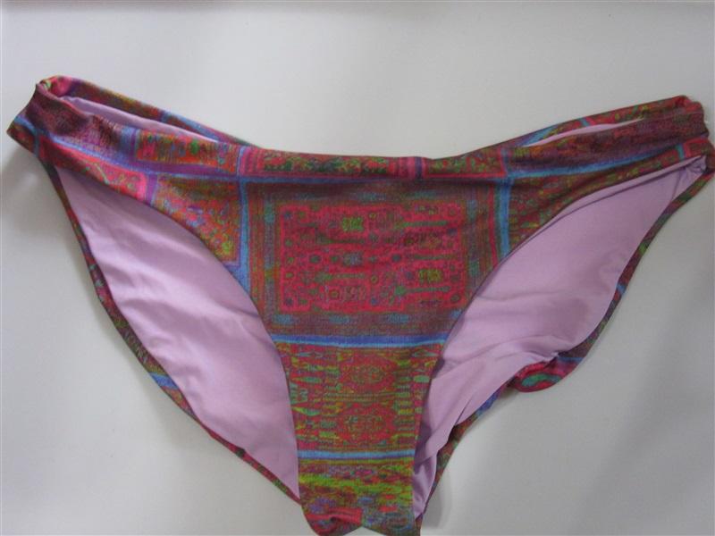 NWOT Pilyq Conga S Tribal Ruched Cheeky Scoop Bikini Swim Bottom #108185