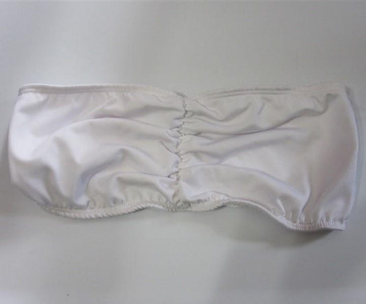 NWOT Civil Regime Solid White S Ruched Strapless Bandeau Bikini Swim Top #108205