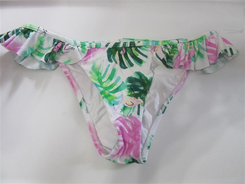 NWOT Pilyq Mingos S Flounced Ruched Cheeky Bikini Swim Bottom #108223