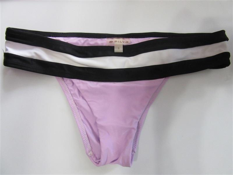 NWOT Pilyq Lilac S Color Block Banded Cheeky Bikini Swim Bottom #108227