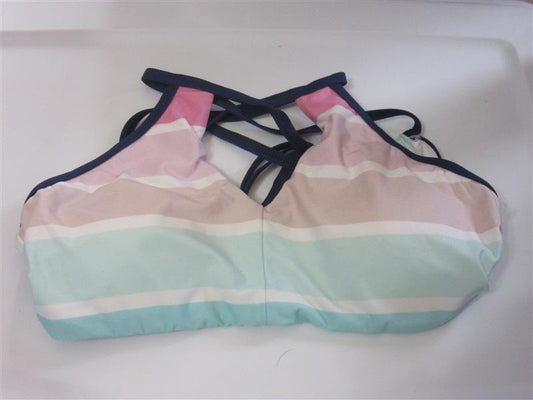 NWOT Splendid Tie-Dye Stripe S Halter Keyhole High-Neck Bikini Swim Top #108286