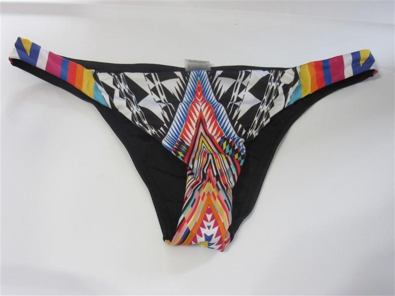 NWOT Pilyq Barcelona Tribal S Ruched Cheeky Scoop Bikini Swim Bottom #108303