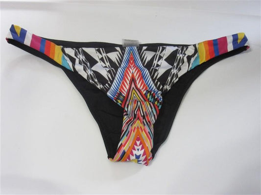 NWOT Pilyq Barcelona Tribal S Ruched Cheeky Scoop Bikini Swim Bottom #108303