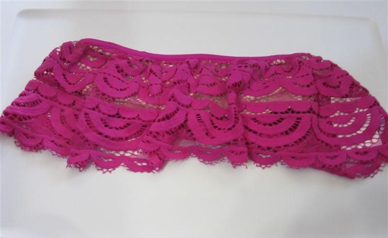 NWOT Pilyq Fuchsia Lace S Flounced Strapless Bandeau Bikini Swim Top #108321