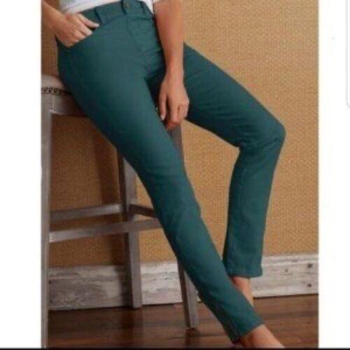 NWOTD Soft Surroundings 5 Pocket High Rise Pull On Ankle Zip Jeans Teal 108353