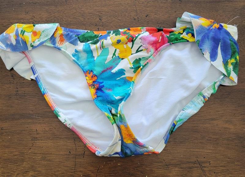 NWOT Ralph Lauren Watercolor Floral M Ruffle Cheeky Bikini Swim Bottom #108382