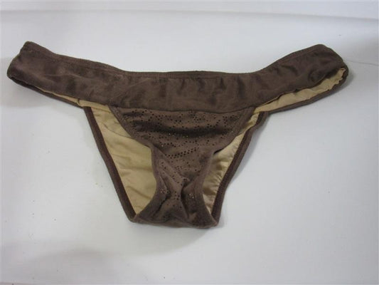 NWOT Pilyq Sahara S Solid Brown Cheeky Banded Bikini Swim Bottom #108400