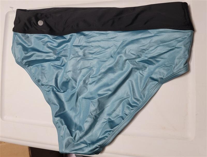 NWOT Zella Performer Hi-Tide L Blue High-Waisted Bikini Swim Bottoms #108401