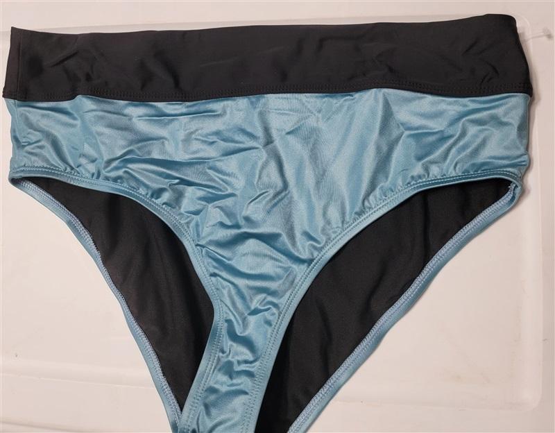 NWOT Zella Performer Hi-Tide L Blue High-Waisted Bikini Swim Bottoms #108401