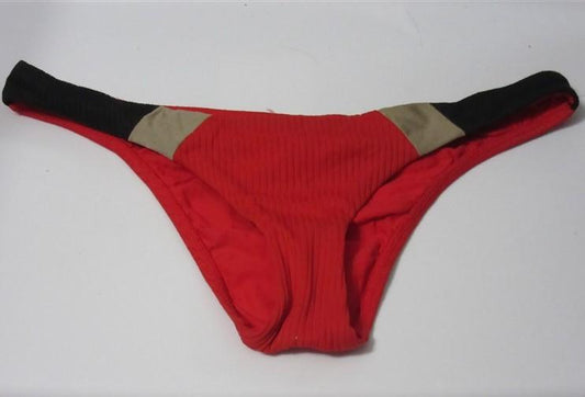 NWOT Pilyq Red Rouge S Color Block Cheeky Scoop Bikini Swim Bottom #108414
