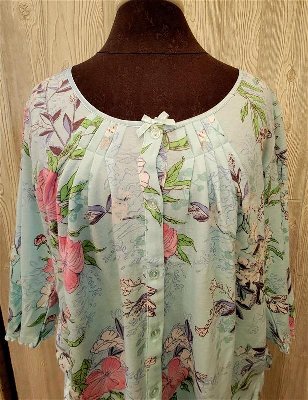 NWT Miss Elaine M Aqua Pink Floral Pajamas 409802 108423