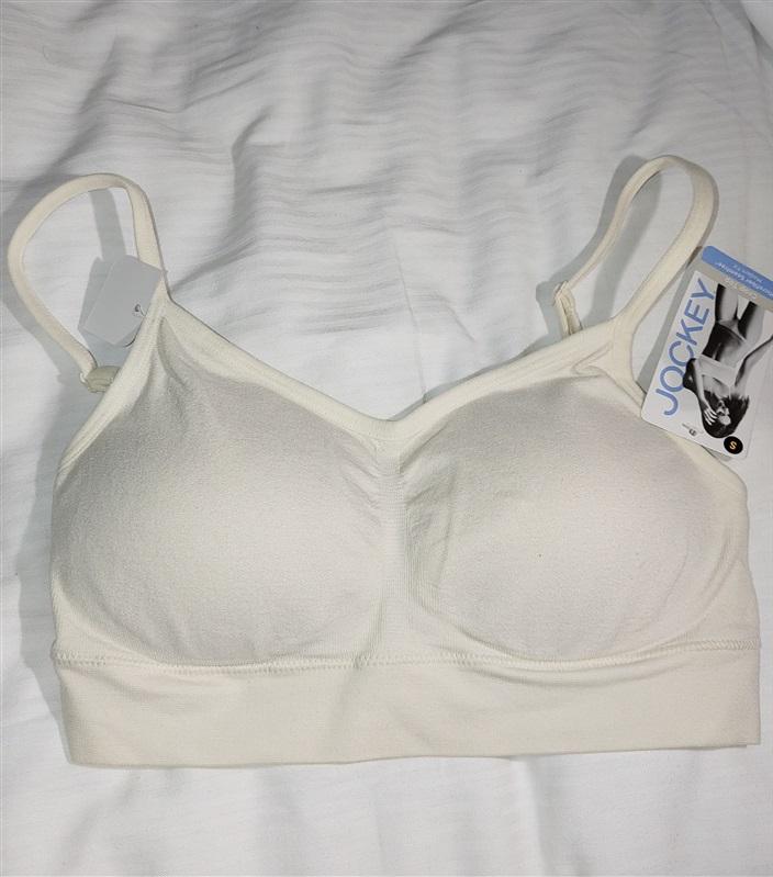 NWT Jockey L Seamfree Molded Cup Bralette Crop Top White 108436