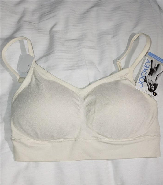 NWT Jockey L Seamfree Molded Cup Bralette Crop Top White 108436
