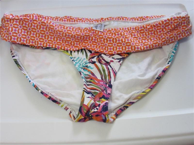 NWOT Liz Claiborne White Floral SZ 16 Banded Cheeky Bikini Swim Bottom #109467