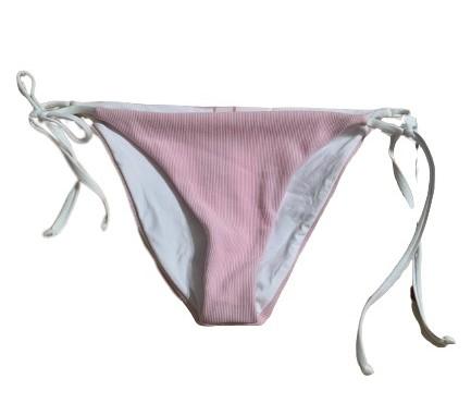 NWT Splendid Solid Pink S Ribbed Side-Tie Cheeky Bikini Swim Bottom #109487
