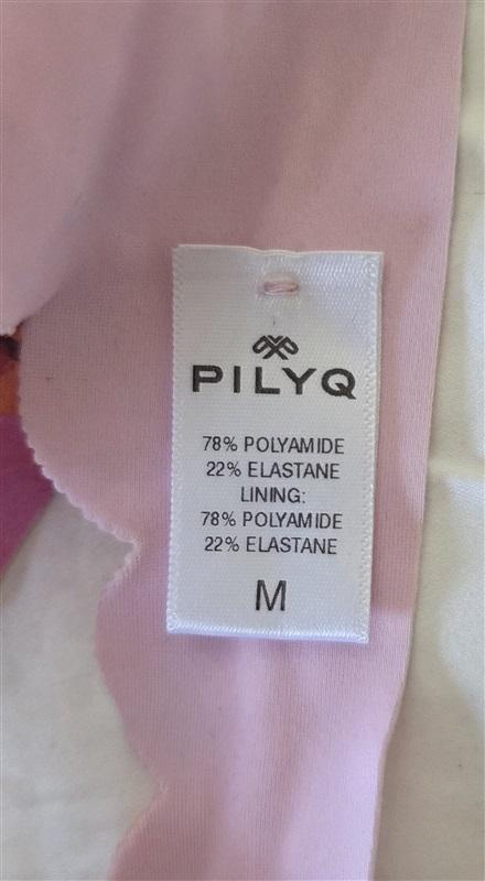 NWOT Pilyq Watercolor Floral M Halter Scallop Scoop Bikini Swim Top #108142