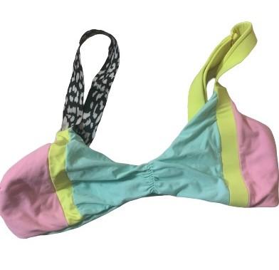 NWT Pilyq Sunspot S Color Block Ruched Scoop Utopia Bikini Swim Top #109525