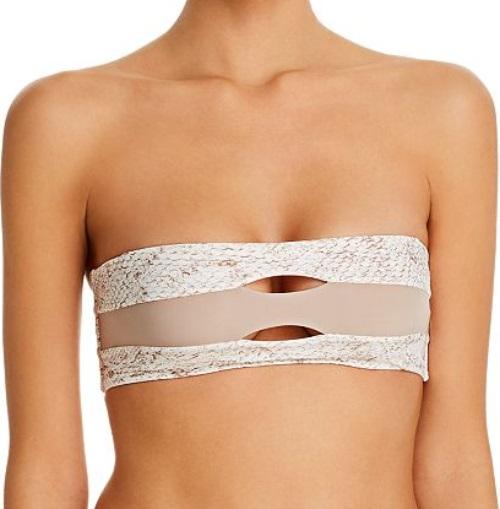 NWOT Pilyq Cobra S Color Block Halter Bandeau Bikini Swim Top #109548