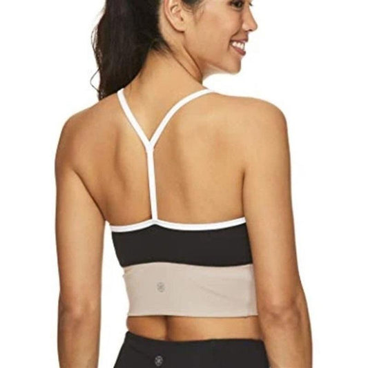NWT Gaiam L Athena Medium-Impact Bralette Black Taupe 109573