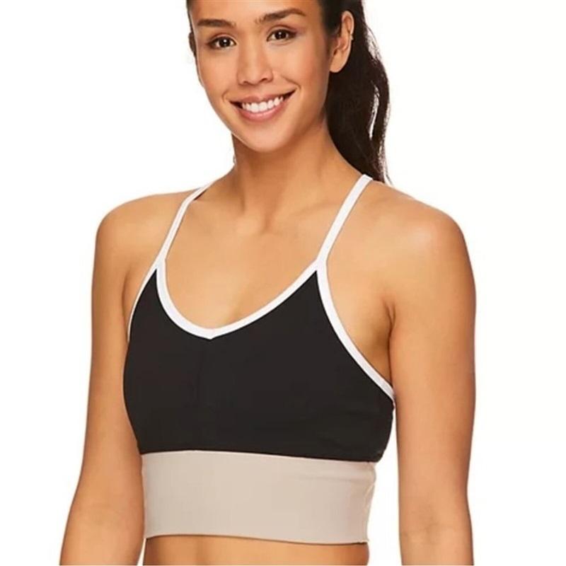 NWT Gaiam L Athena Medium-Impact Bralette Black Taupe 109573
