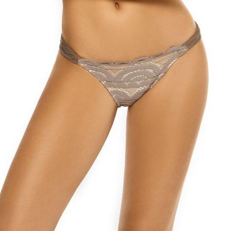 NWT Pilyq Sandstone Lace L Beige Shirred Cheeky Bikini Swim Bottom #109580