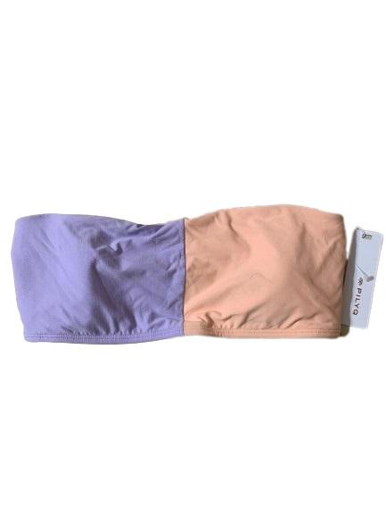 NWT PIlyq Lilac Color Block M Halter Bandeau Bikini Swim Top #109598