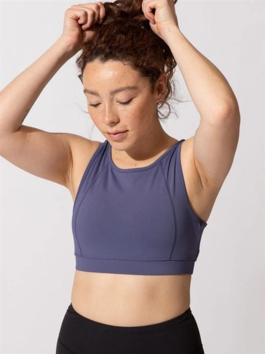 NWT Threads 4 Thought SM Eva Crossover Mesh Sports Bra TWA5124 Indigo Sea 109611