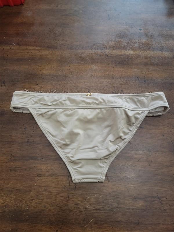 NWOT Pilyq Sandstone Lace L Beige Banded Full Bikini Swim Bottoms 109642