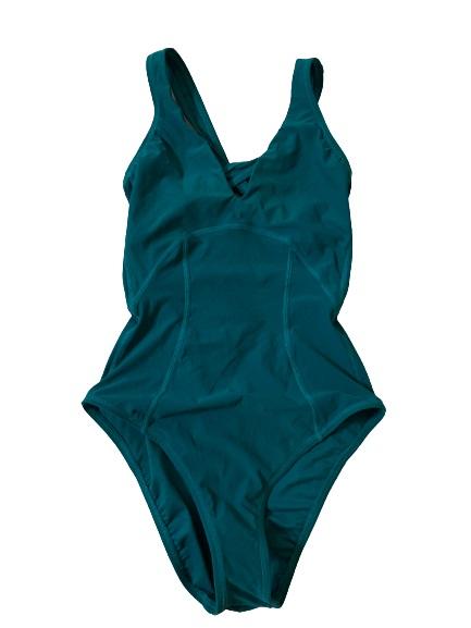 NWOT EBW Tilde M Solid Deep Green Scoop V One-Piece Swimsuit #109644