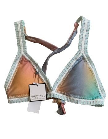 NWT Pilyq Platinum Goh M Crochet Trim Triangle Bikini Swim Top #109654