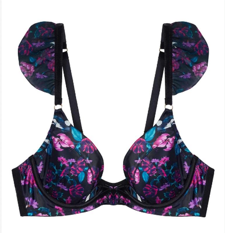 NWT Playful 32DDD Promises Noriko Crane Print Plunge Bra Underwire 109666