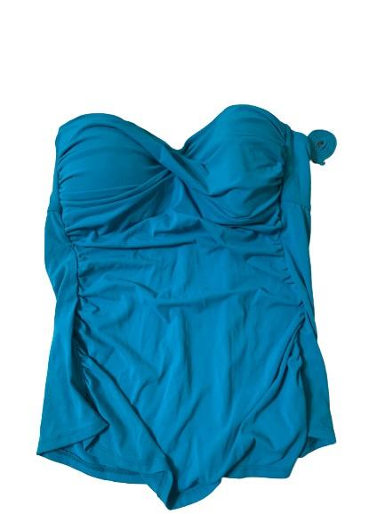NWOT Robin Piccone Ava XL Solid Teal Halter Bandeau Tankini Swim Top #109731