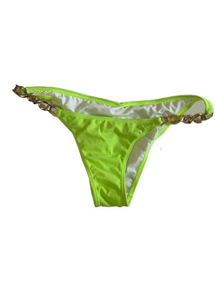 NWOT Pilyq Solid Green S Ruched Hardware Scoop Bikini Swim Bottom #109748