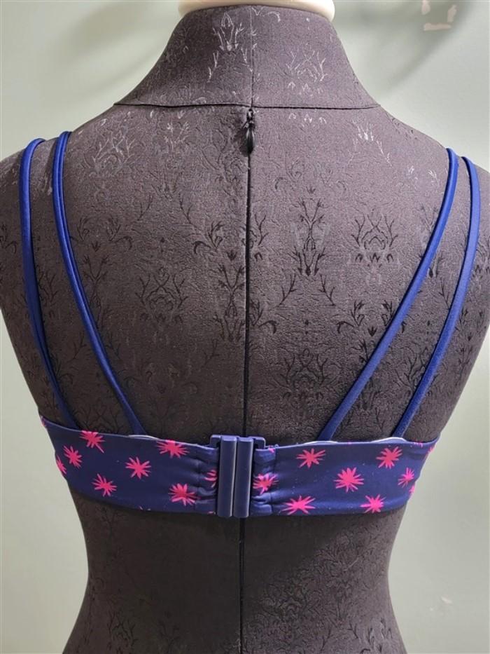 NEW Lands End 6 Wrap One Piece Monokini Cutout Swimsuit Navy Starburst #109810