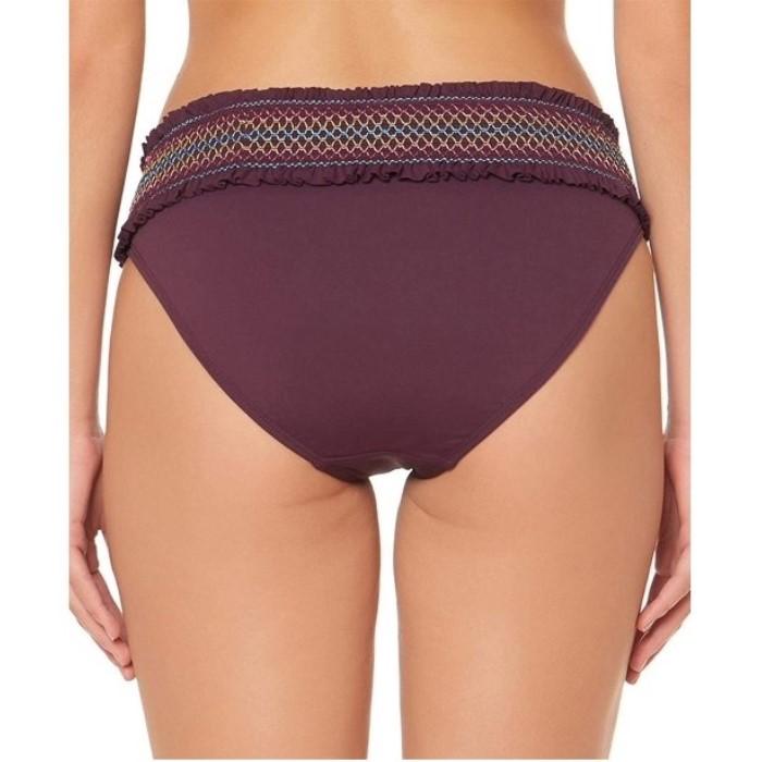 NWT Bleu Rod Beattie 6 Aubergine Smocked Band Stitched Bikini Bottom #109829