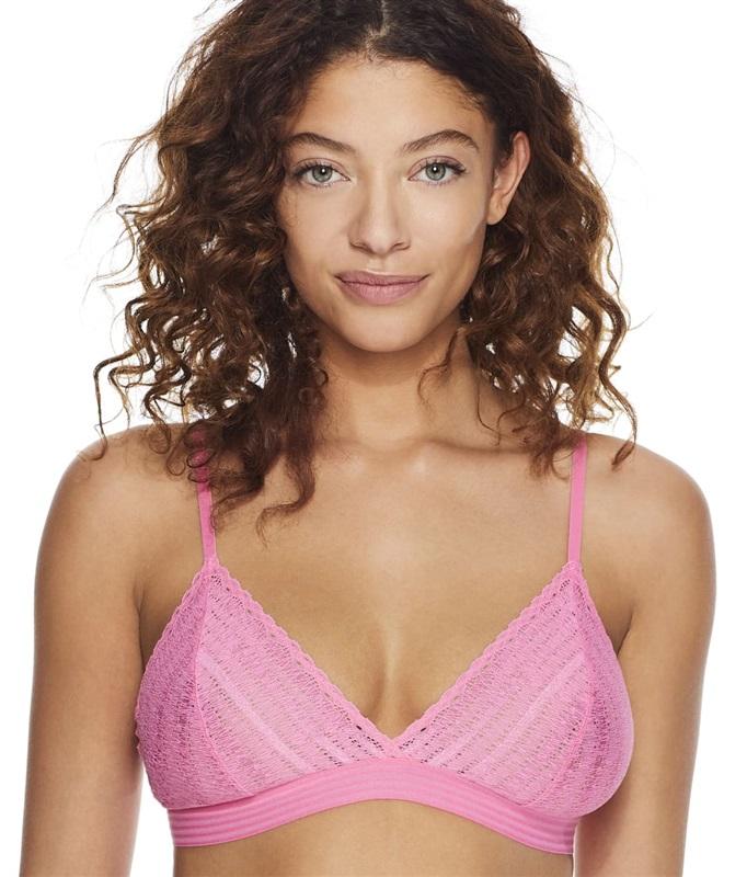 NWt DKNY L Softest Table Tops Lace Bralette DK7356 Pink #109845