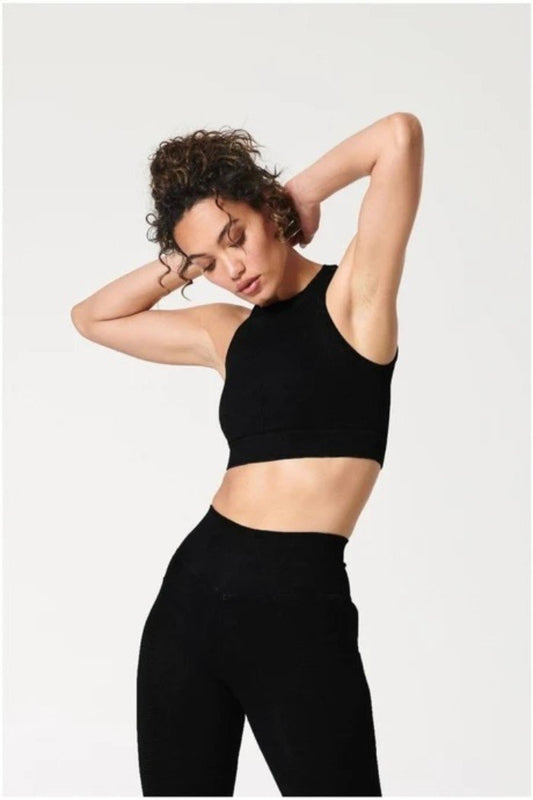 NEW NUX XS One By One Crop Top Longline Med Compression Sports Bra Black 109910