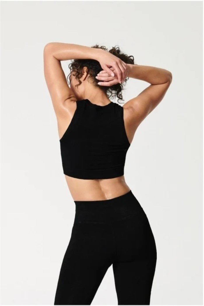 NEW NUX XS One By One Crop Top Longline Med Compression Sports Bra Black 109910
