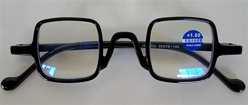 EyeKepper Black Small Geometric Square 1.00 Blue Light Reading Glasses #109911