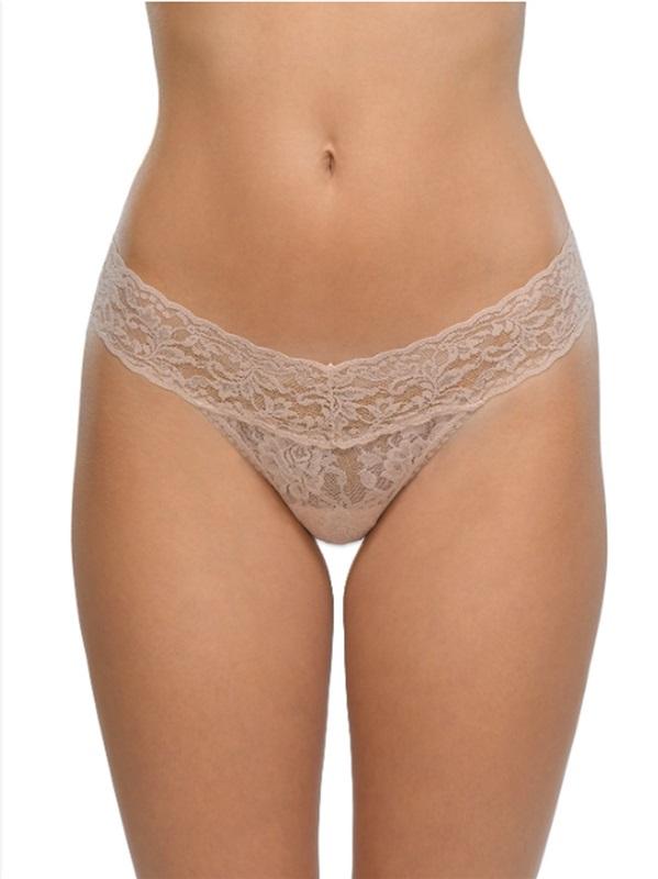 NWT Hanky Panky 5pr Signature Lace Low Rise Thong Underwear Beige 109918