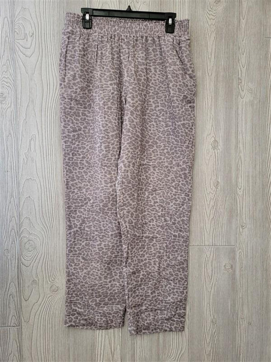 NWOT Calme M Relaxed Fit Pants Leopard Crinkle Gauze 109954