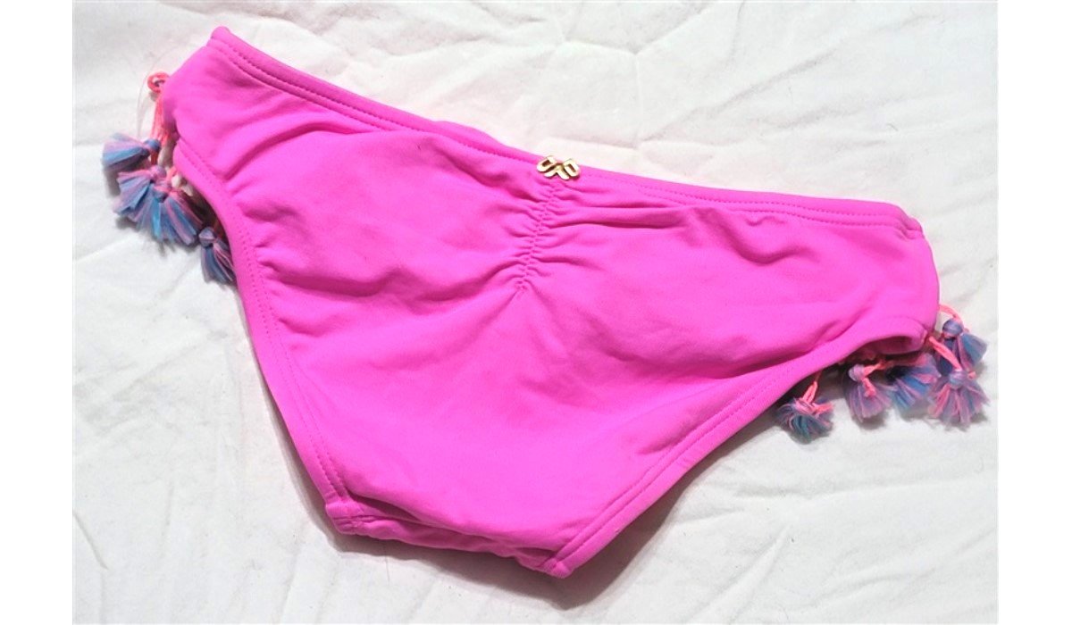 NWOT PIlyq PQ Girls 4 Hot Neon Pink & Blue Tasseled Bikini Bottom 109977
