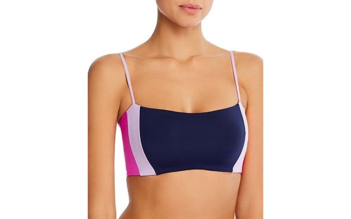 NWT L*Space Rebel Heart SM Color Block Bikini Swim Top Midnight Lilac #109978