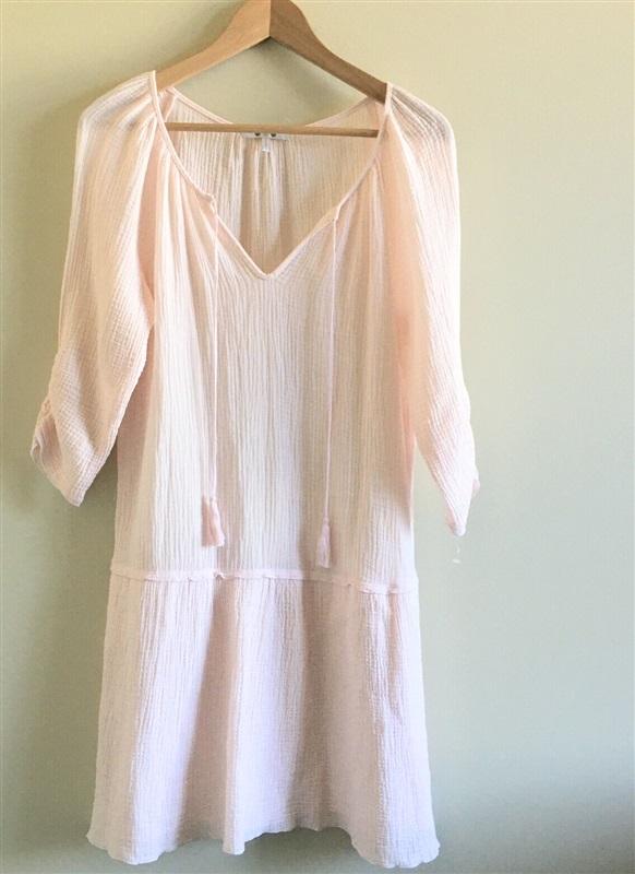 NWOT Three Dots Drop Waist Gauze Tiered Crinkle Dress Lilac Sleeveless 110001